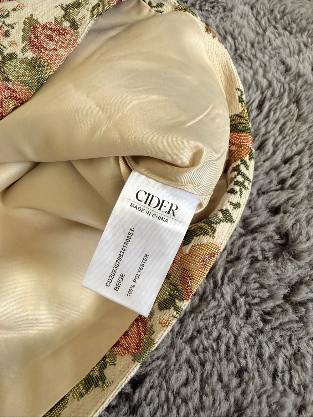 Cider Cream Floral Mini Skirt with Pink & Green Accents - Picture 6 of 8